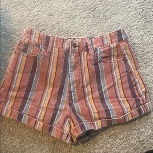 American Eagle Outfitters High Waist Striped Shorts - Multicolor